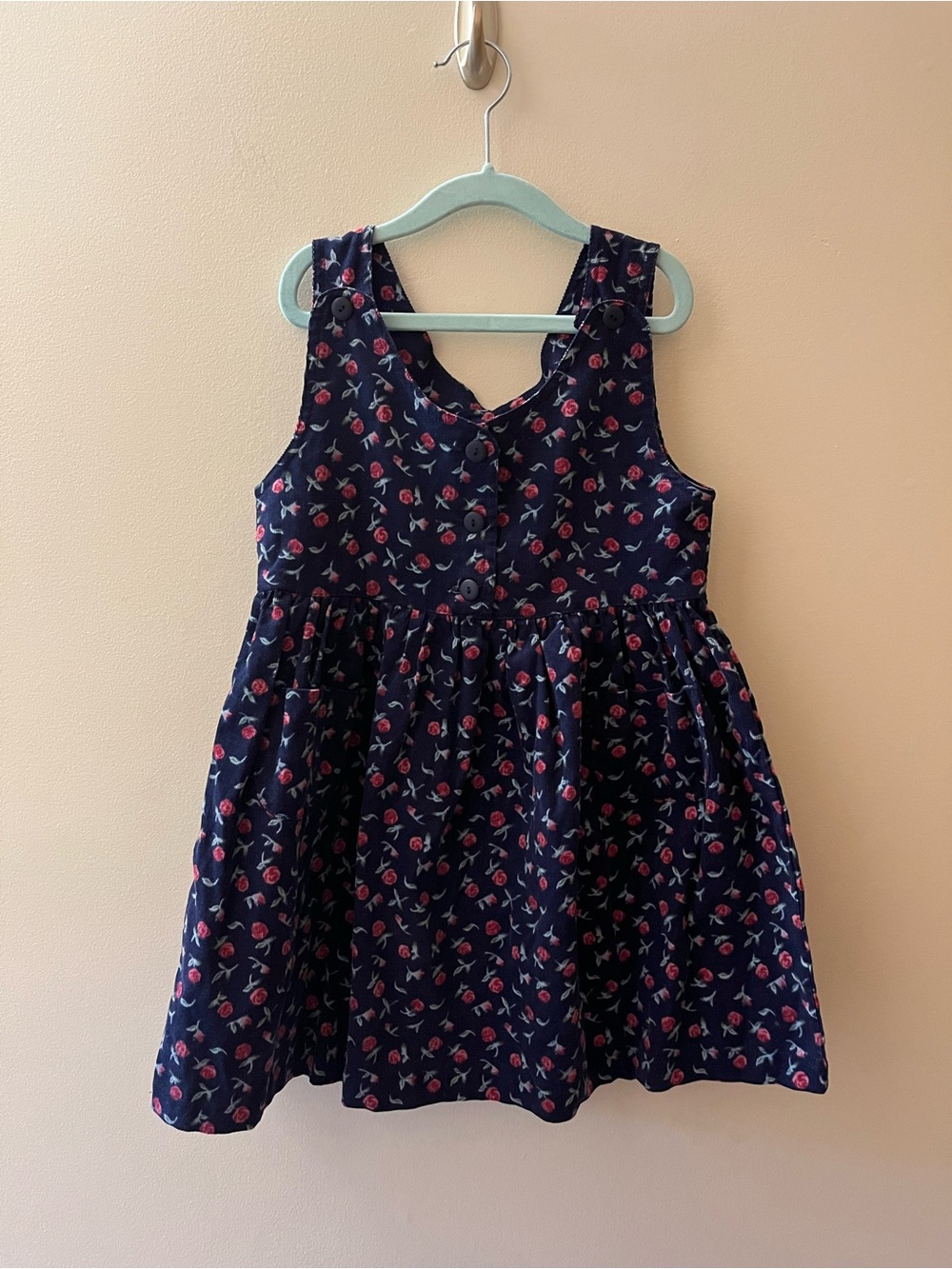 VTG Girls Navy Floral Sleeveless Dress